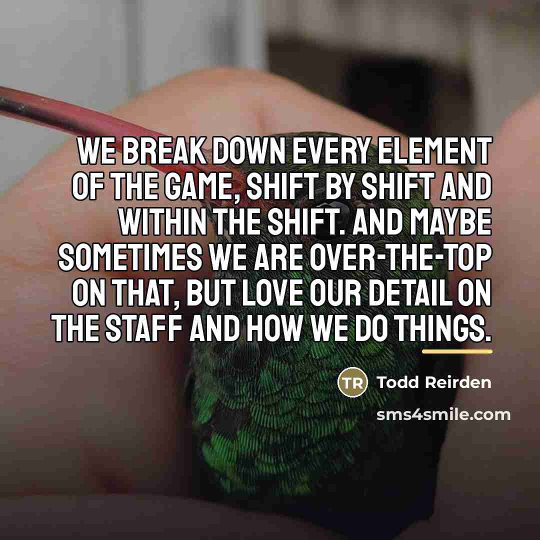 “We break down every element of the game, shift by…” quote by Todd Reirden