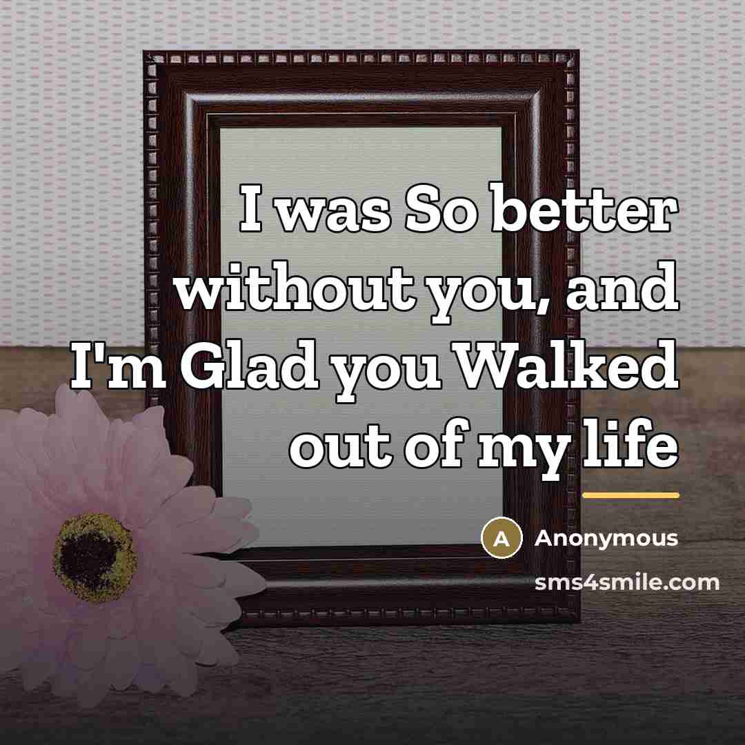 “I was So better without you, and I'm Glad you…” quote by Anonymous