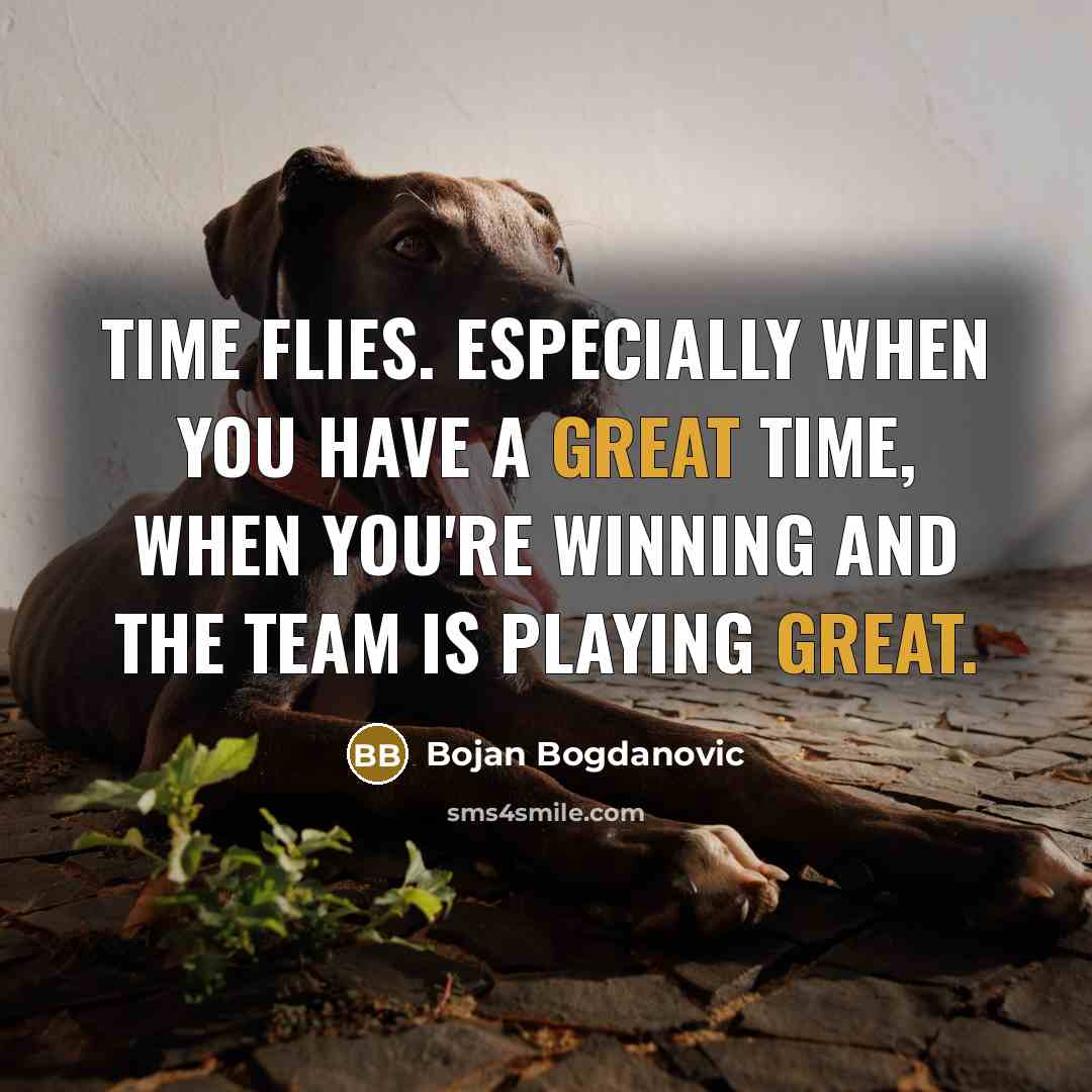 “Time flies. Especially when you have a great time, when…” quote by Bojan Bogdanovic