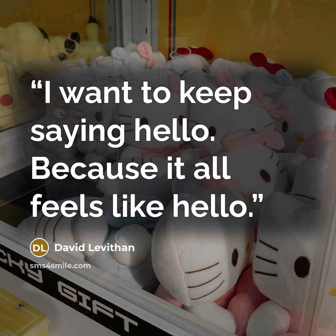 “I want to keep saying hello. Because it all feels like hello.” quote by David Levithan