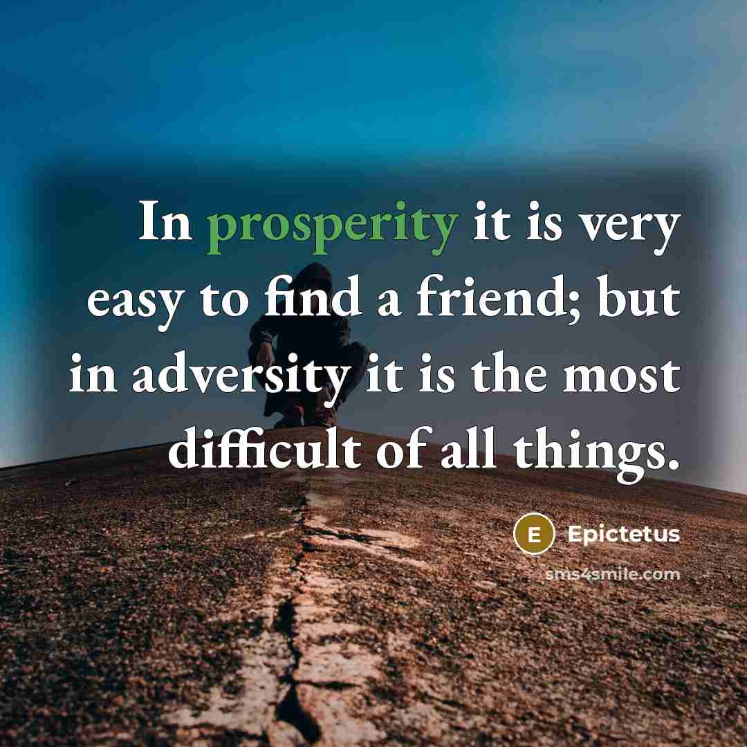 “In prosperity it is very easy to find a friend;…” quote by Epictetus