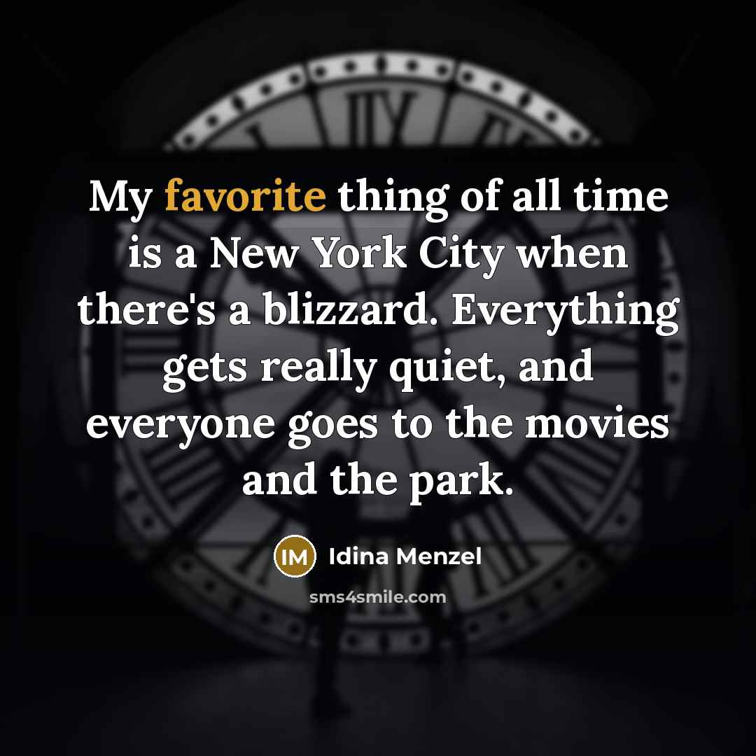 “My favorite thing of all time is a New York…” quote by Idina Menzel