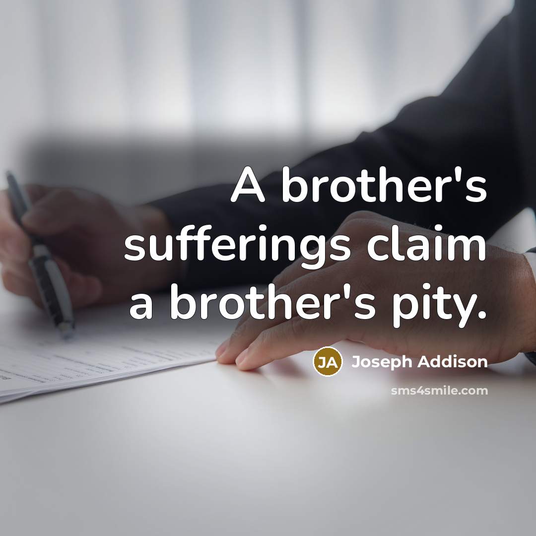 “A brother's sufferings claim a brother's pity.…” quote by Joseph Addison