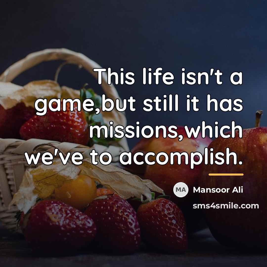 “This life isn't a game,but still it has missions,which we've…” quote by Anonymous