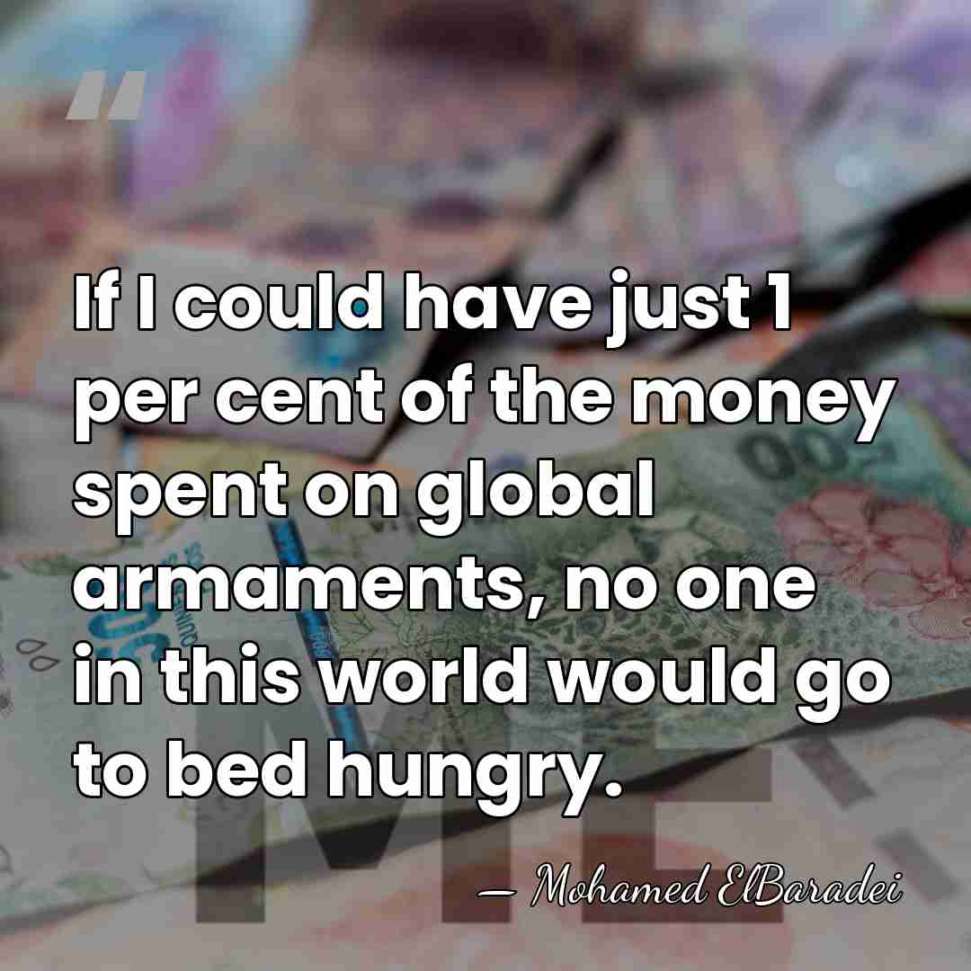 If I could have just 1 per cent of the money spent&hellip; - Mohamed ElBaradei