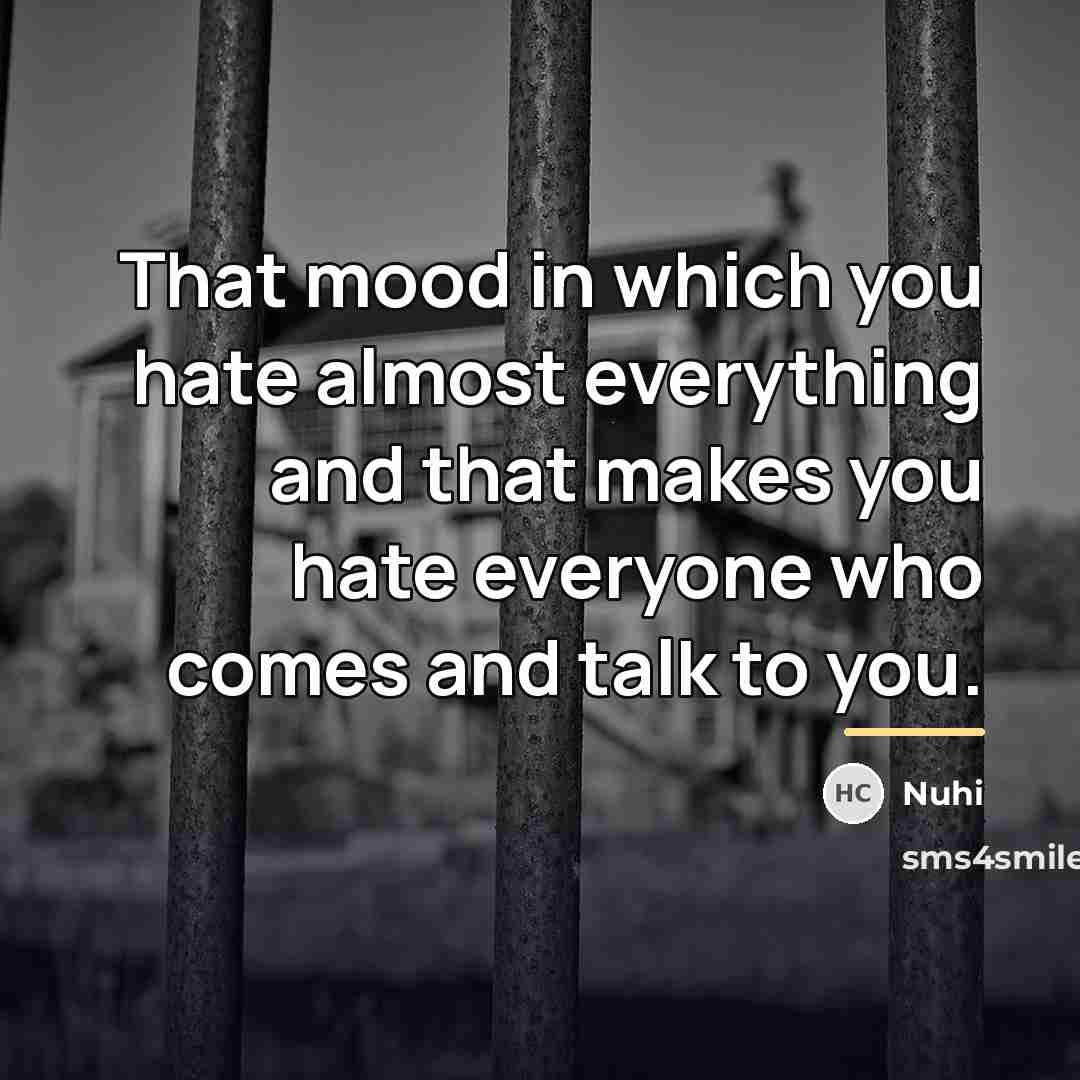 “That mood in which you hate almost everything and that…” quote by Nuhi