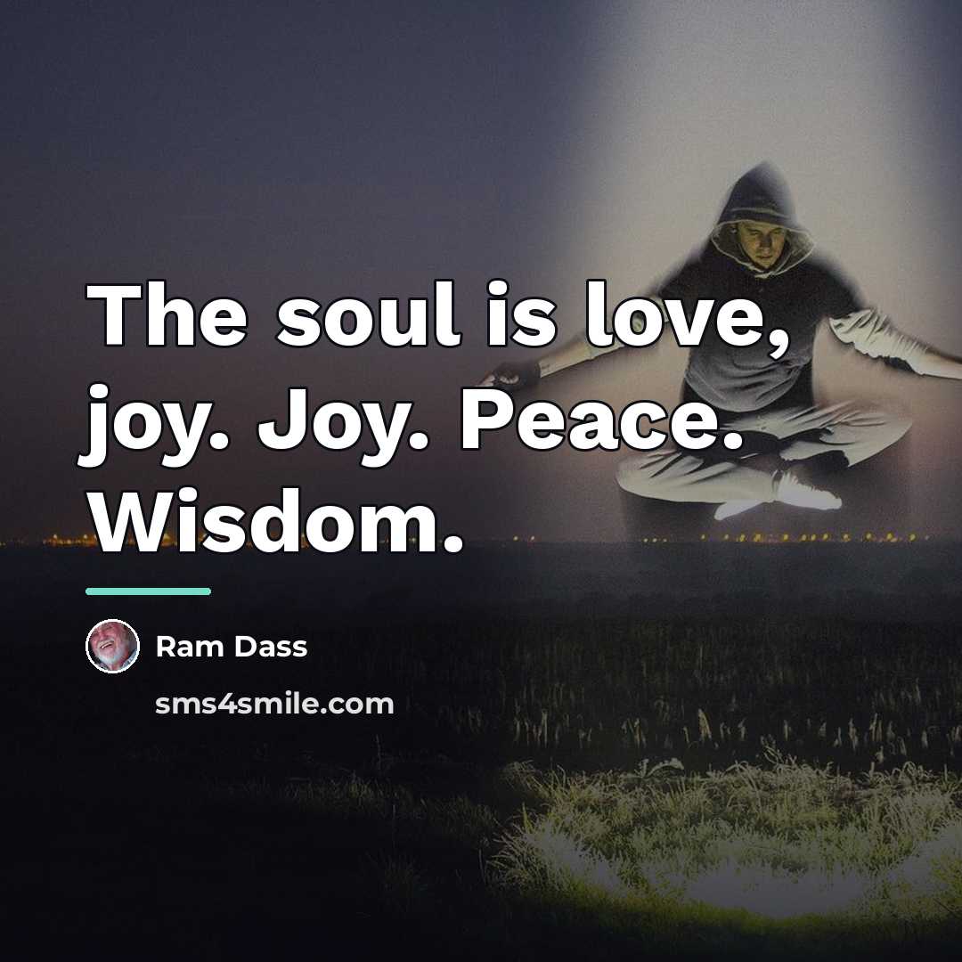“The soul is love, joy. Joy. Peace. Wisdom.…” quote by Ram Dass