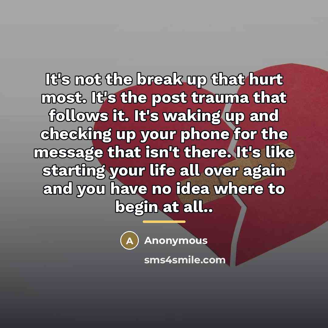 “It's not the break up that hurt most. It's the…” quote by Anonymous