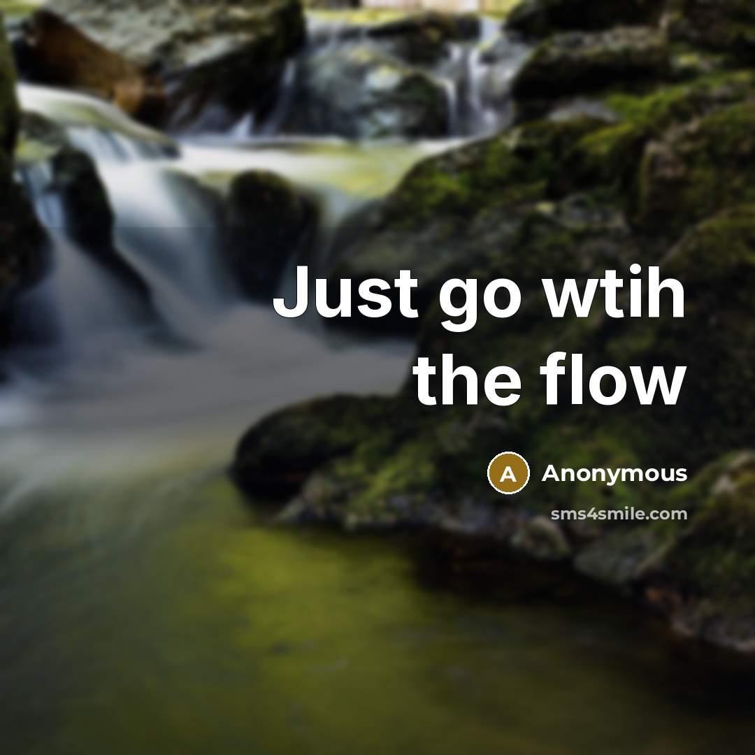 “Just go wtih the flow” quote by Anonymous