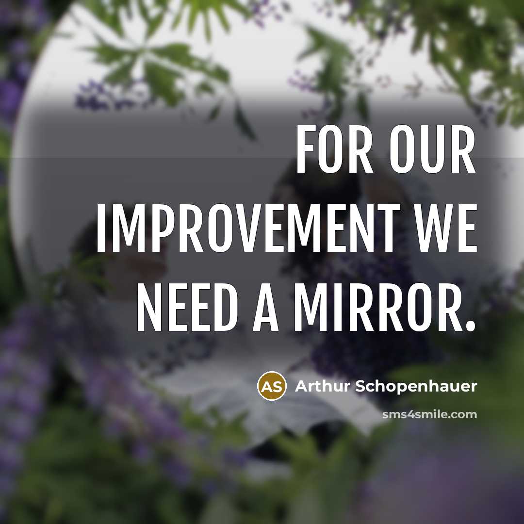“For our improvement we need a mirror.…” quote by Arthur Schopenhauer