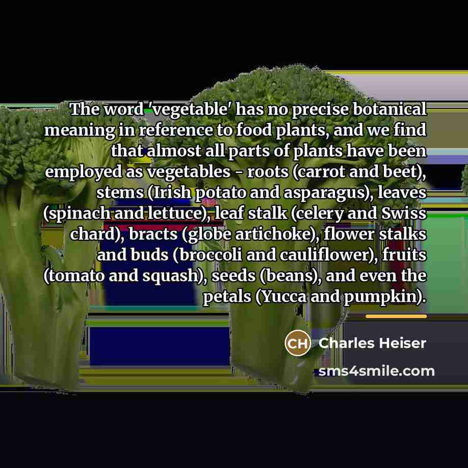 “The word 'vegetable' has no precise botanical meaning in reference…” quote by Charles Heiser
