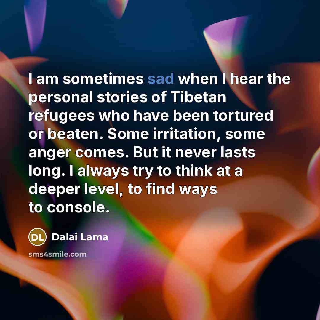 “I am sometimes sad when I hear the personal stories…” quote by Dalai Lama
