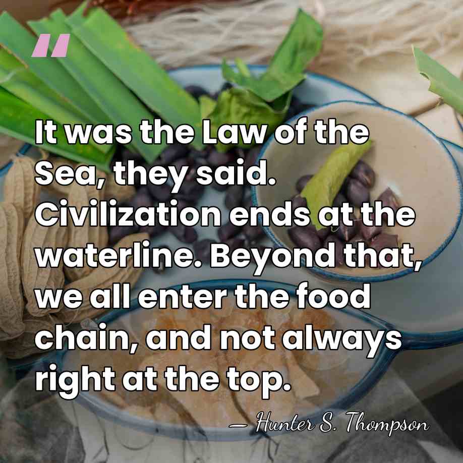 It was the Law of the Sea, they said. Civilization ends at&hellip; - Hunter S. Thompson