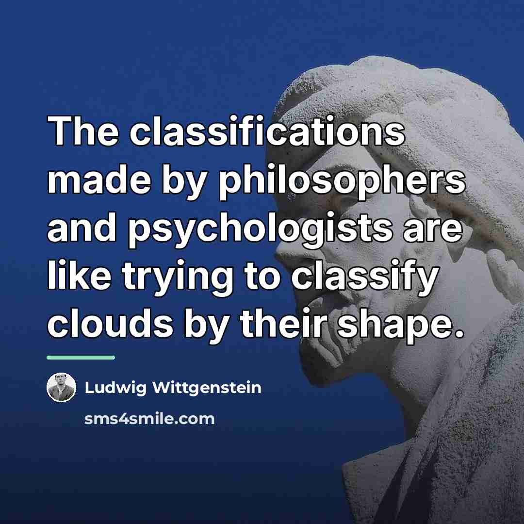 “The classifications made by philosophers and psychologists are like trying…” quote by Ludwig Wittgenstein