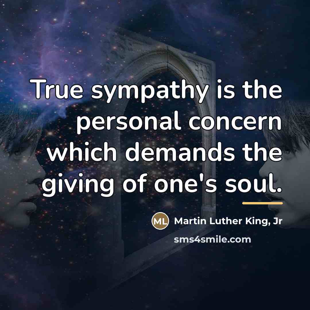 “True sympathy is the personal concern which demands the giving…” quote by Martin Luther King, Jr