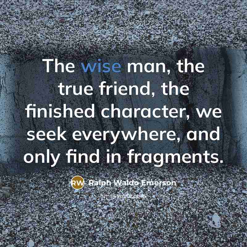 “The wise man, the true friend, the finished character, we…” quote by Ralph Waldo Emerson
