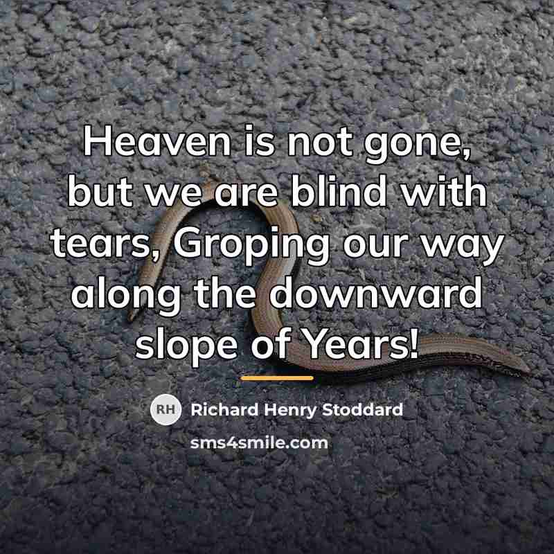 “Heaven is not gone, but we are blind with tears,…” quote by Richard Henry Stoddard