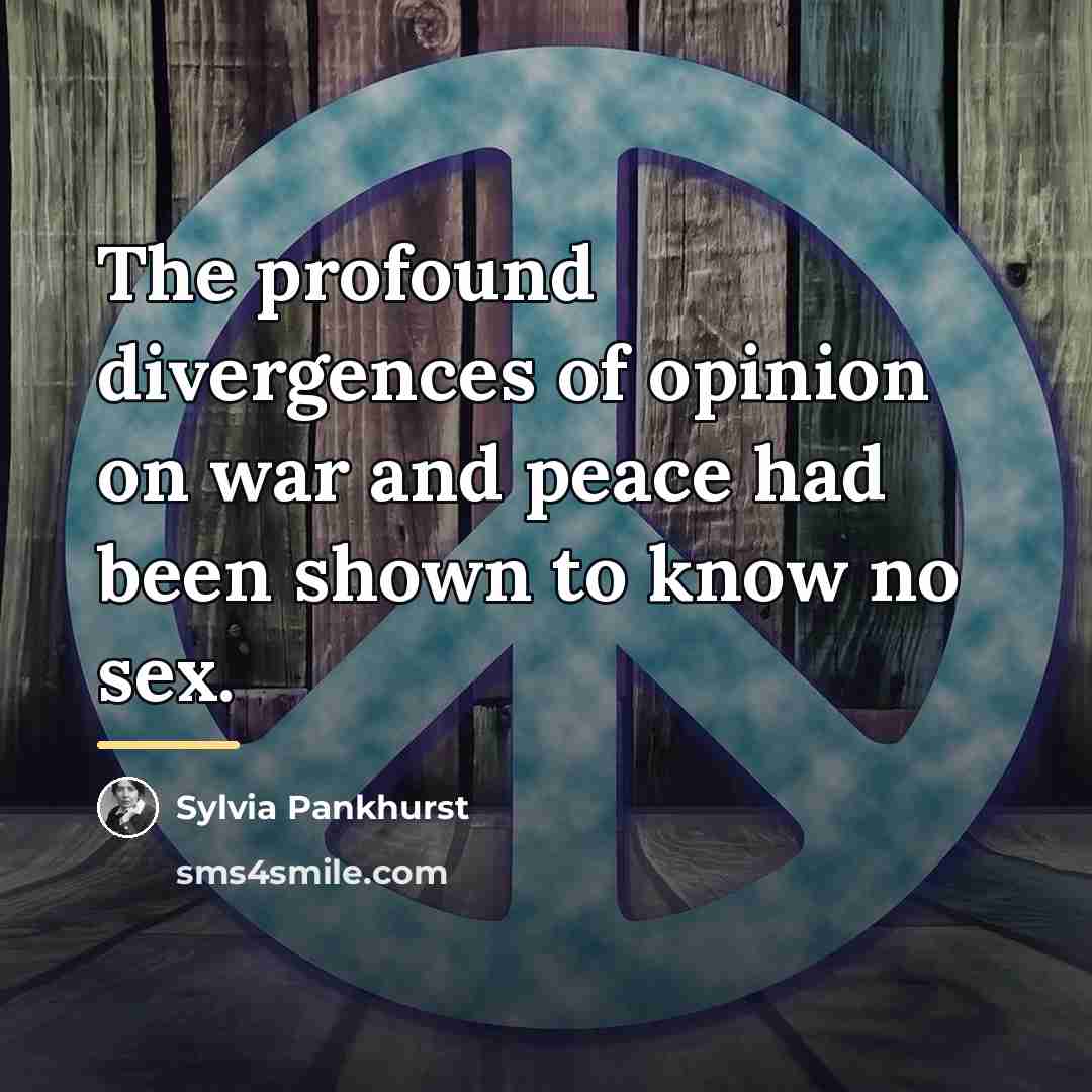 “The profound divergences of opinion on war and peace had…” quote by Sylvia Pankhurst