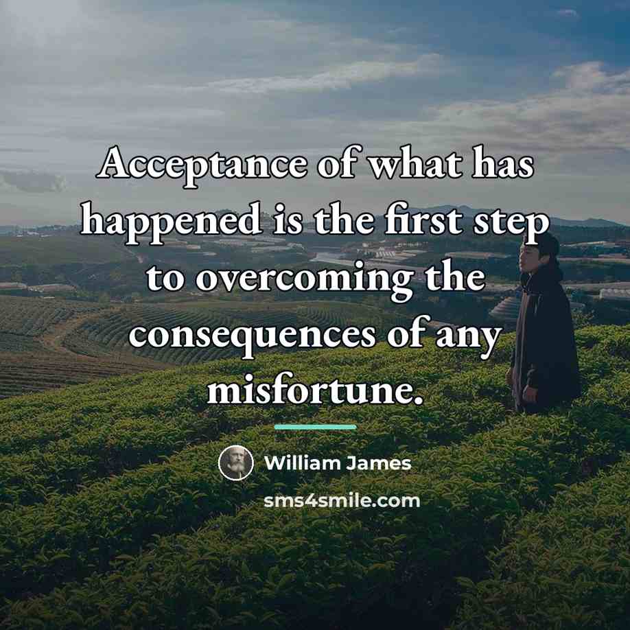 “Acceptance of what has happened is the first step to…” quote by William James