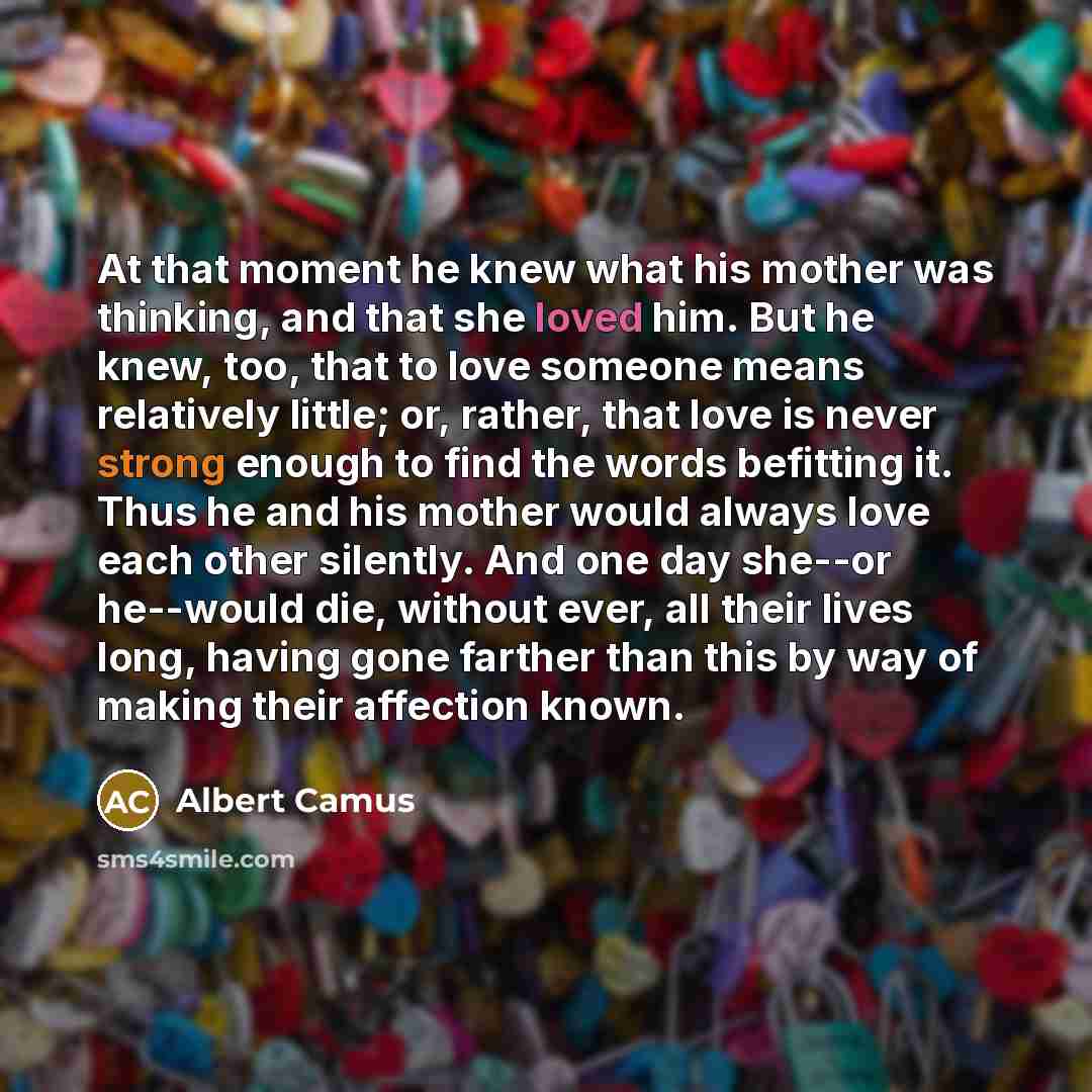 “At that moment he knew what his mother was thinking,…” quote by Albert Camus