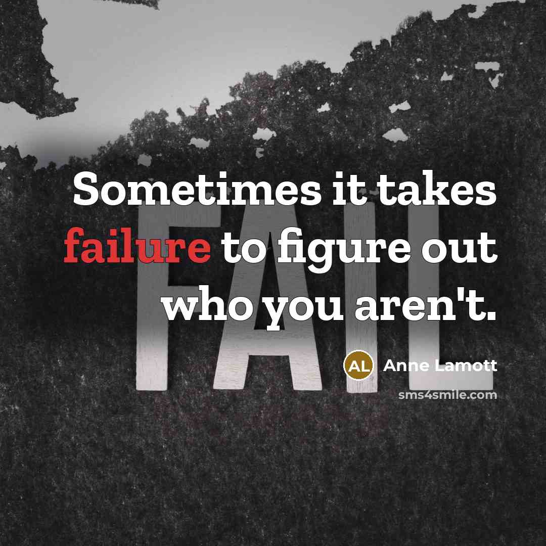 “Sometimes it takes failure to figure out who you aren't.…” quote by Anne Lamott