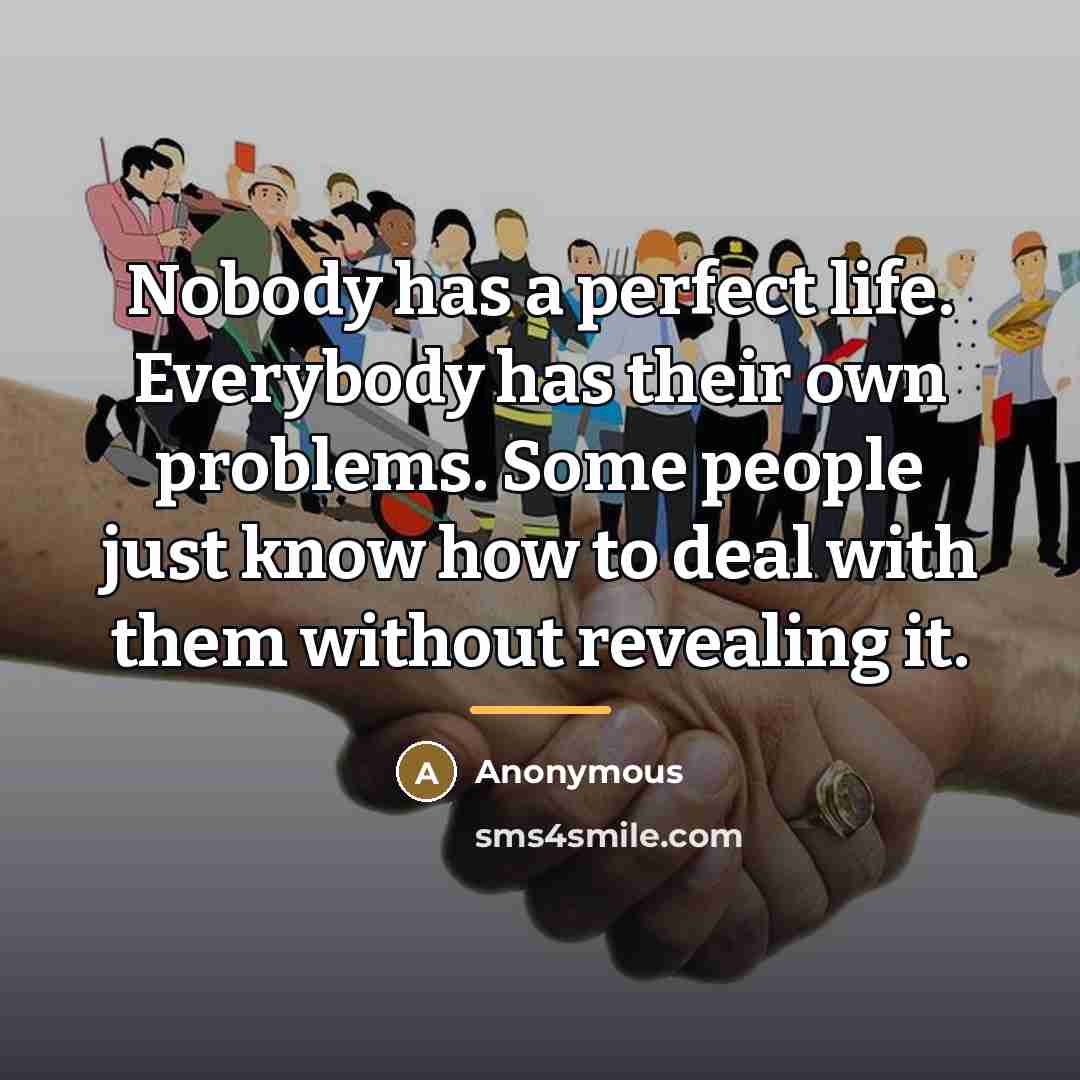 “Nobody has a perfect life. Everybody has their own problems.…” quote by Anonymous