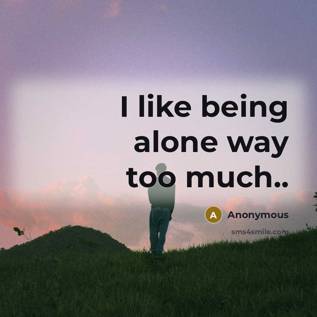 “I like being alone way too much..…” quote by Anonymous