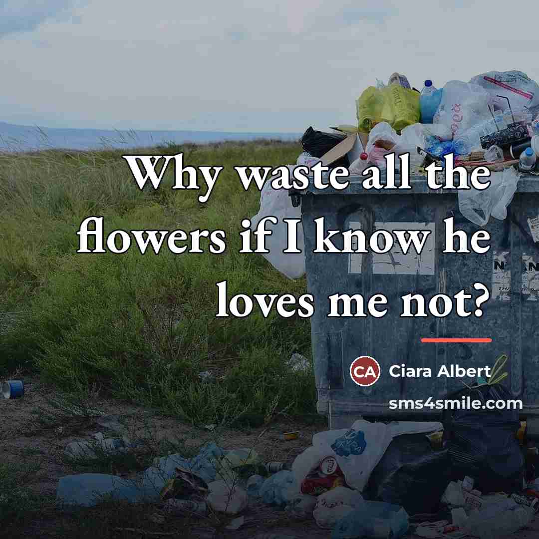 “Why waste all the flowers if I know he loves…” quote by Ciara Albert