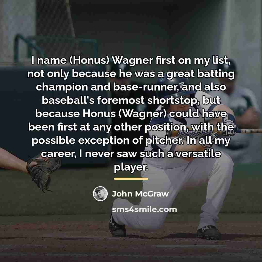 “I name (Honus) Wagner first on my list, not only…” quote by John McGraw
