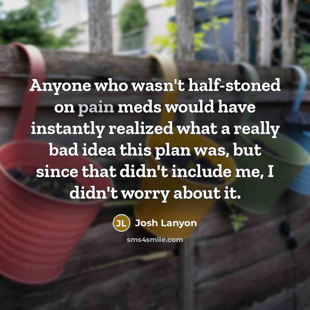 “Anyone who wasn't half-stoned on pain meds would have instantly…” quote by Josh Lanyon