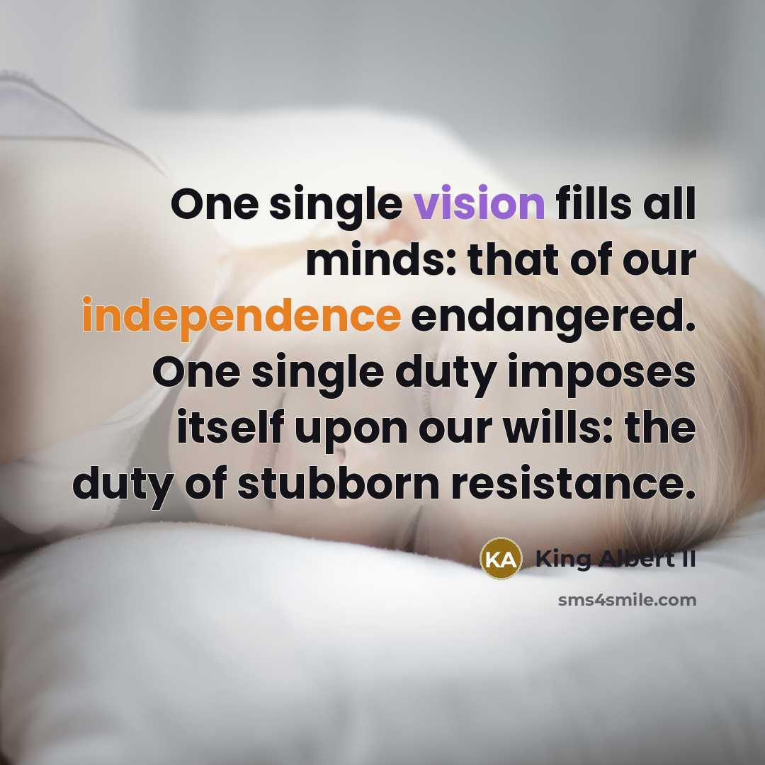 “One single vision fills all minds: that of our independence…” quote by King Albert II
