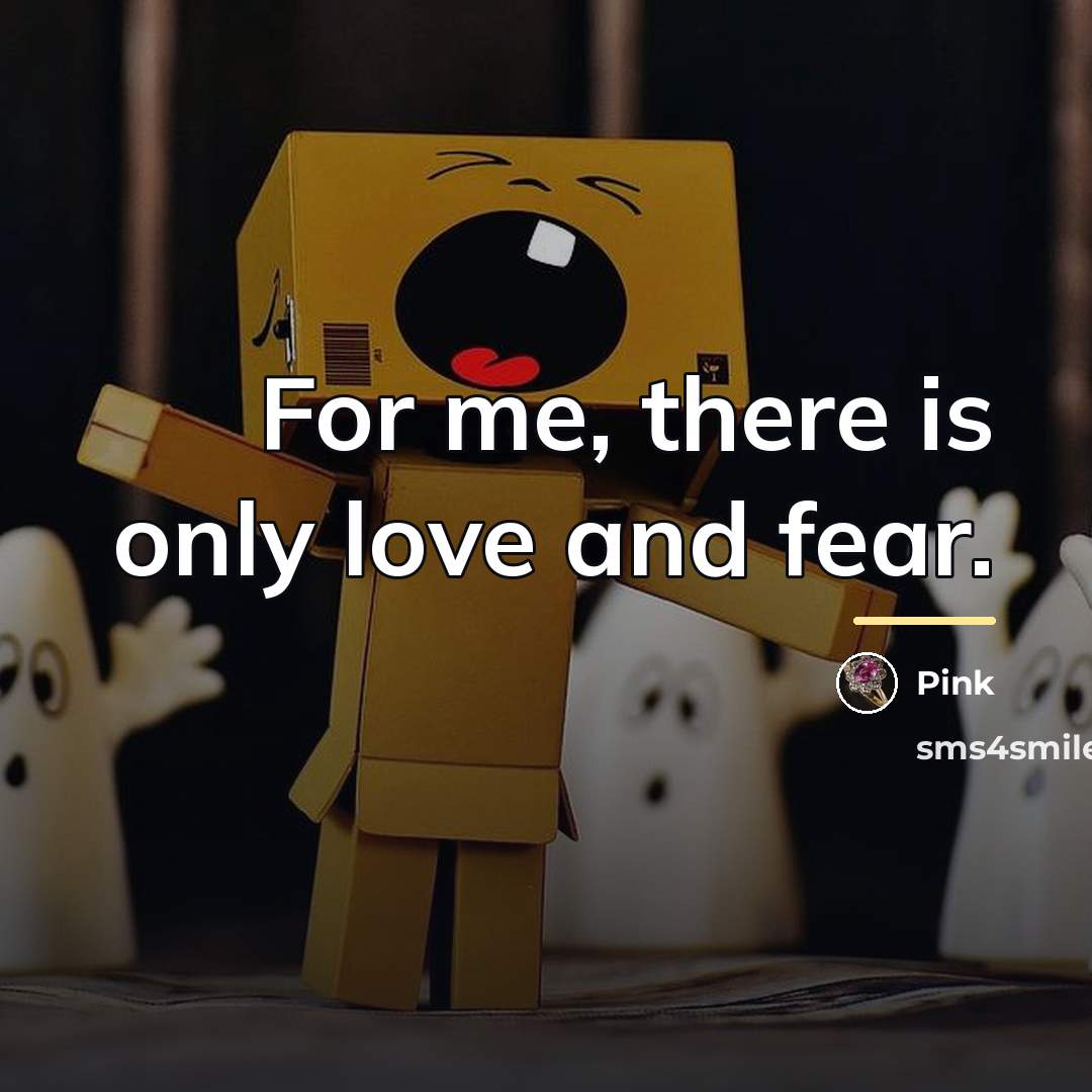 “For me, there is only love and fear.…” quote by Pink