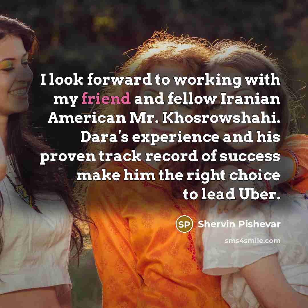 “I look forward to working with my friend and fellow…” quote by Shervin Pishevar