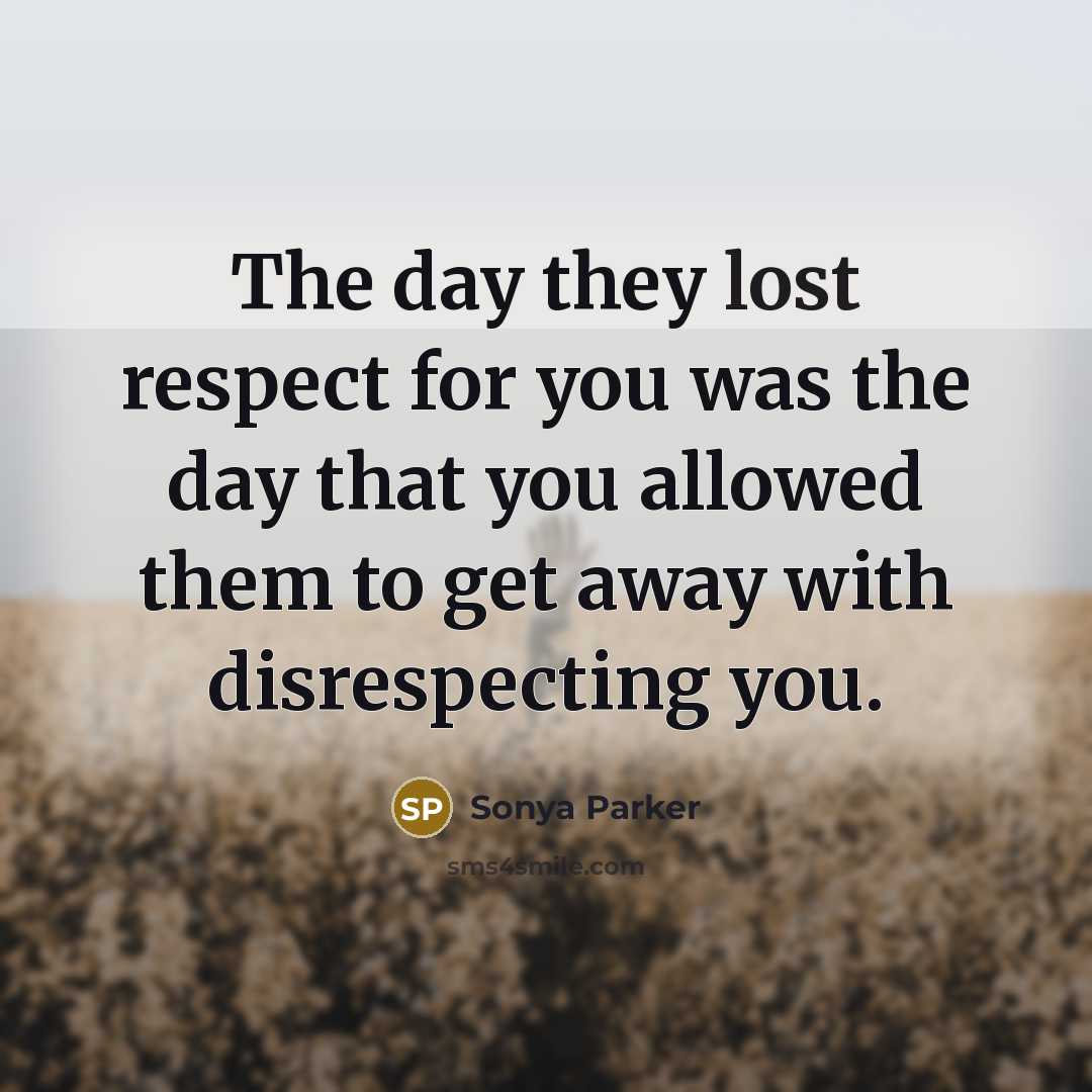 “The day they lost respect for you was the day…” quote by Sonya Parker