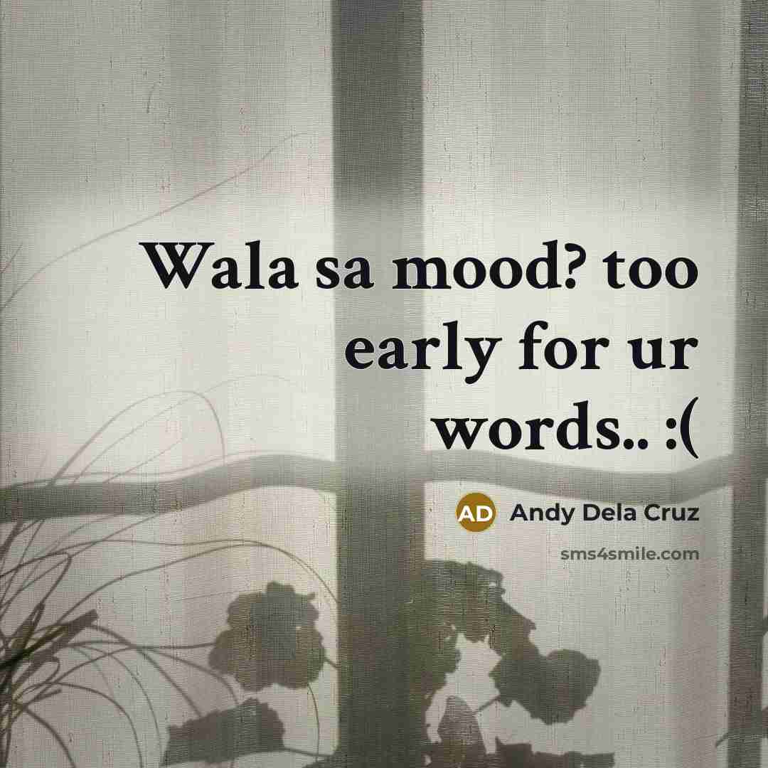“Wala sa mood? too early for ur words.. :(…” quote by Andy Dela Cruz