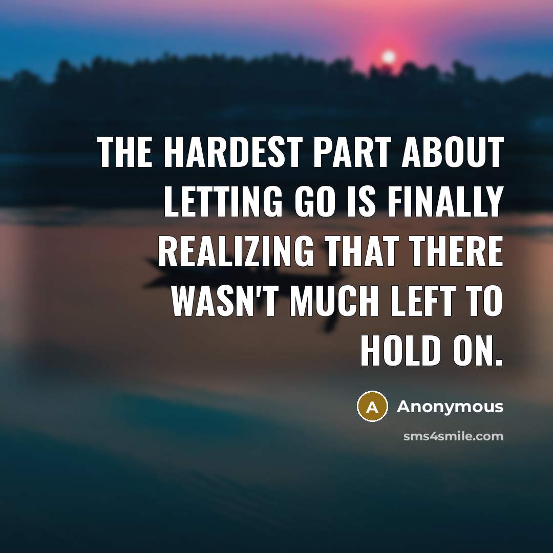 “The hardest part about letting go is finally realizing that…” quote by Anonymous