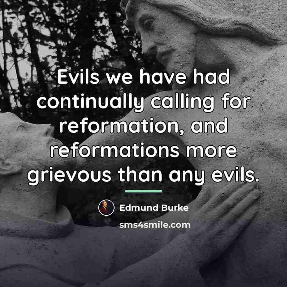 “Evils we have had continually calling for reformation, and reformations…” quote by Edmund Burke