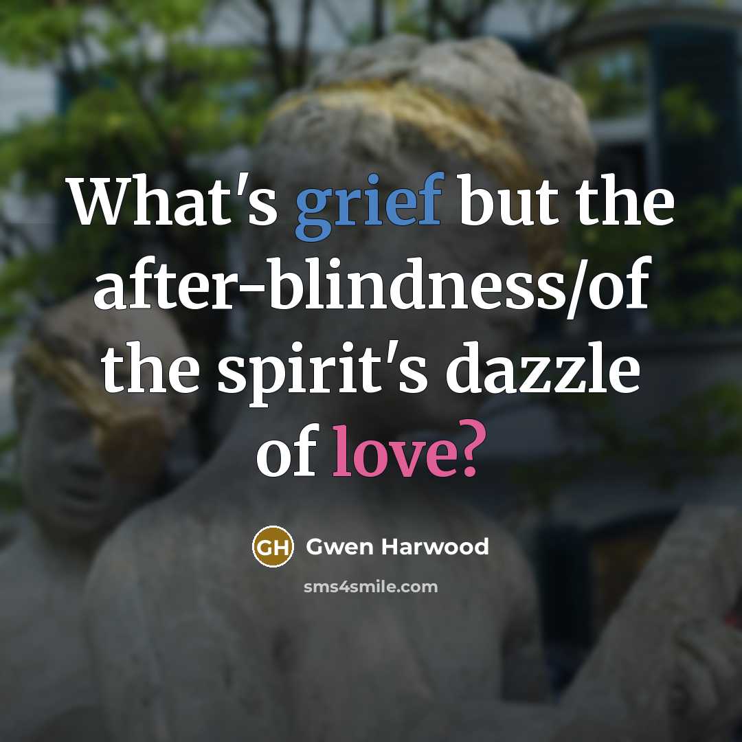 “What's grief but the after-blindness/of the spirit's dazzle of love?…” quote by Gwen Harwood