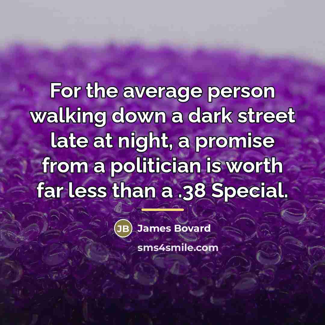 “For the average person walking down a dark street late…” quote by James Bovard