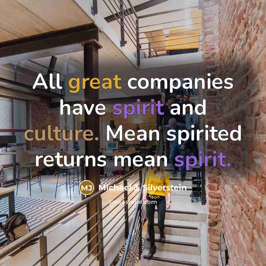 “All great companies have spirit and culture. Mean spirited returns…” quote by Michael J. Silverstein