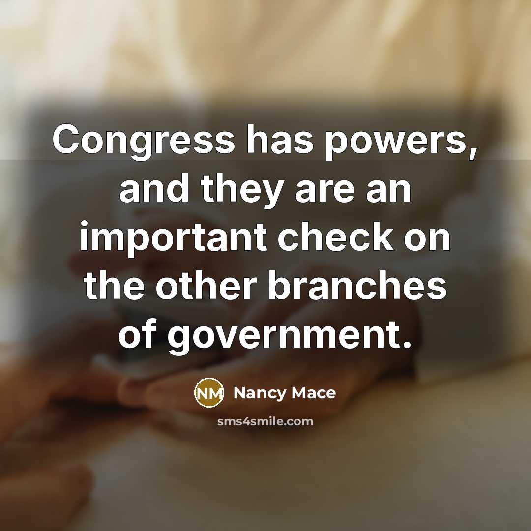 “Congress has powers, and they are an important check on…” quote by Nancy Mace