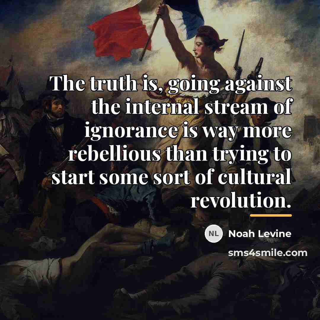 “The truth is, going against the internal stream of ignorance…” quote by Noah Levine