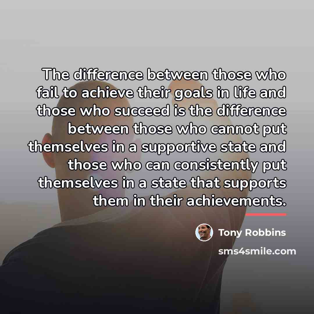 “The difference between those who fail to achieve their goals…” quote by Tony Robbins