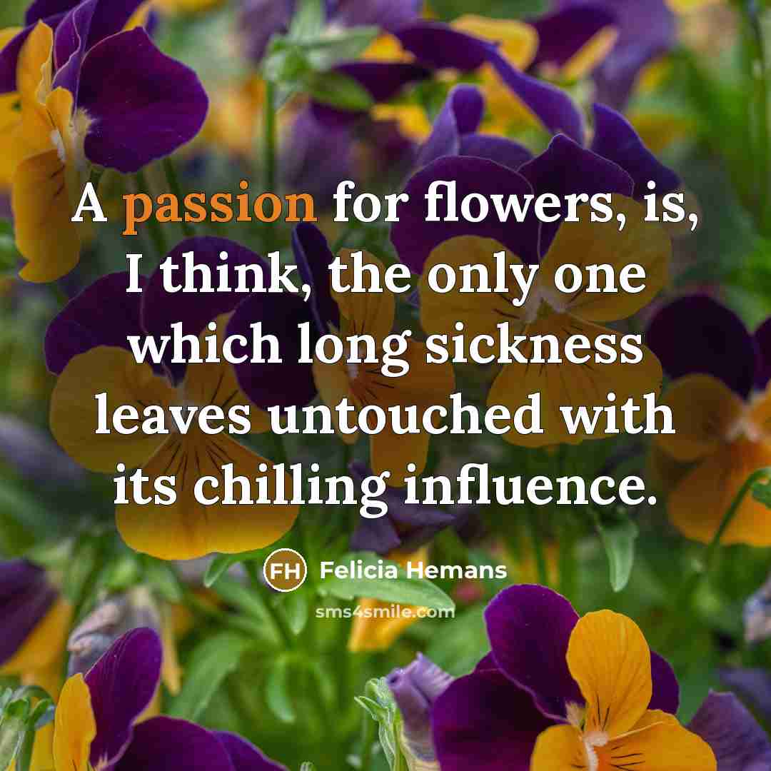 “A passion for flowers, is, I think, the only one…” quote by Felicia Hemans