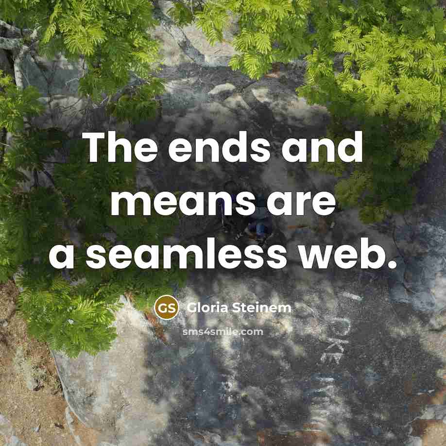 “The ends and means are a seamless web.…” quote by Gloria Steinem