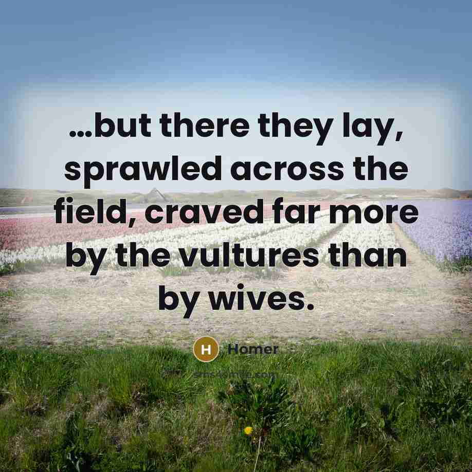 “but there they lay, sprawled across the field, craved far…” quote by Homer