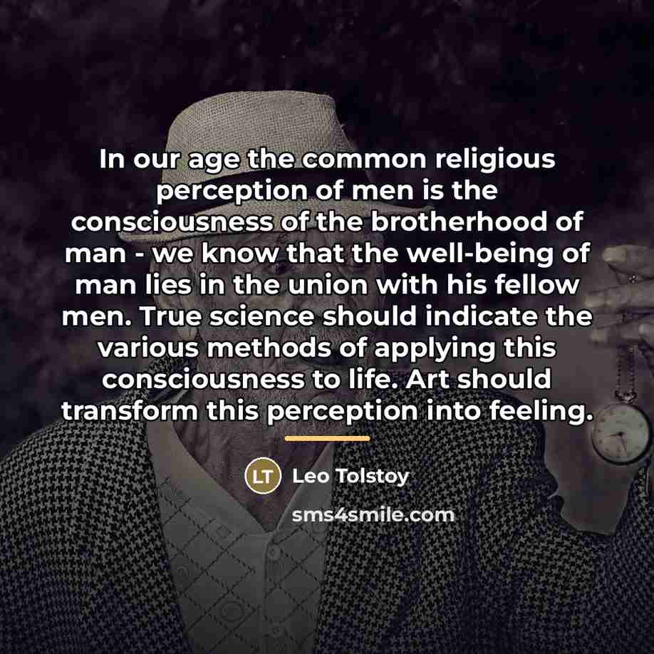 “In our age the common religious perception of men is…” quote by Leo Tolstoy
