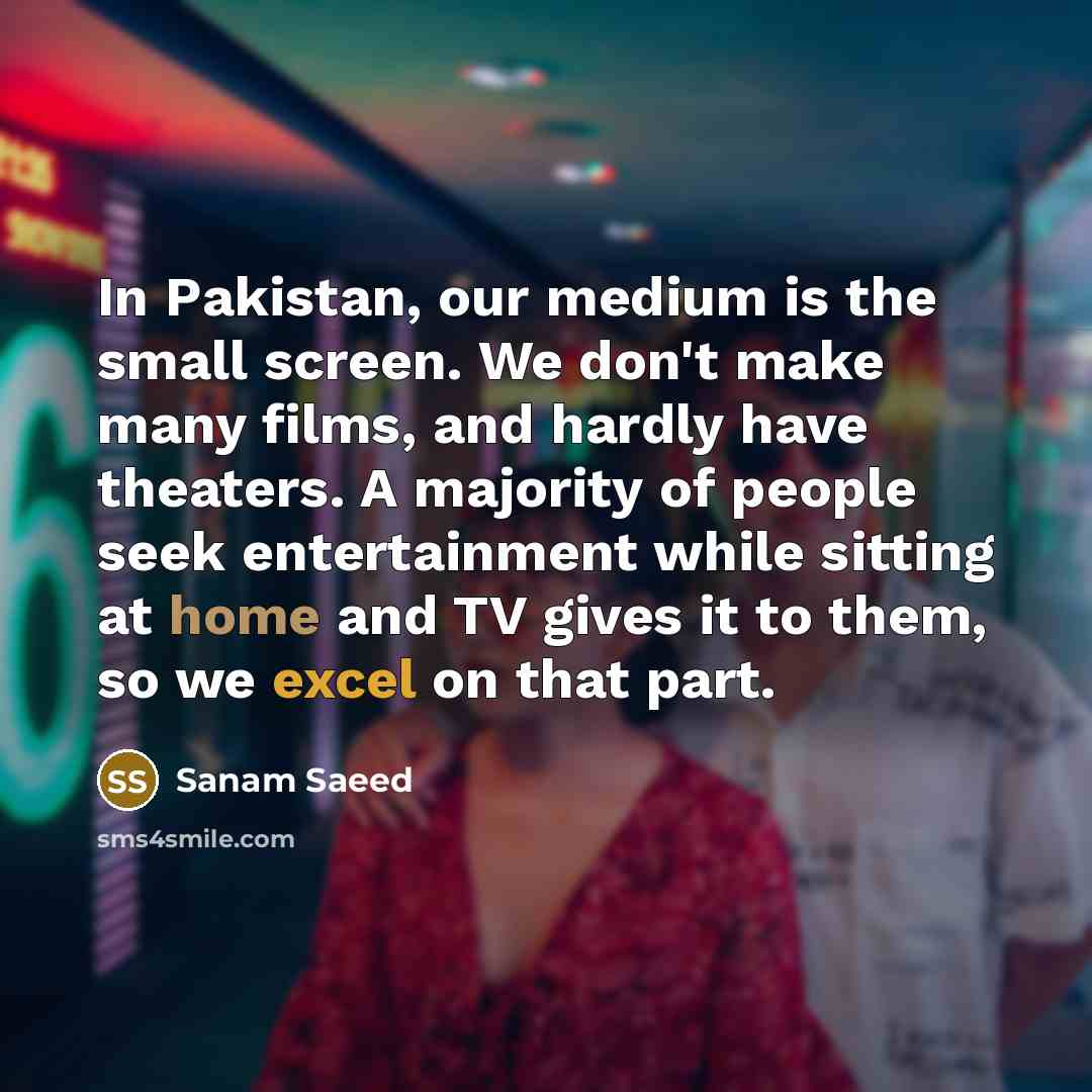 “In Pakistan, our medium is the small screen. We don't…” quote by Sanam Saeed