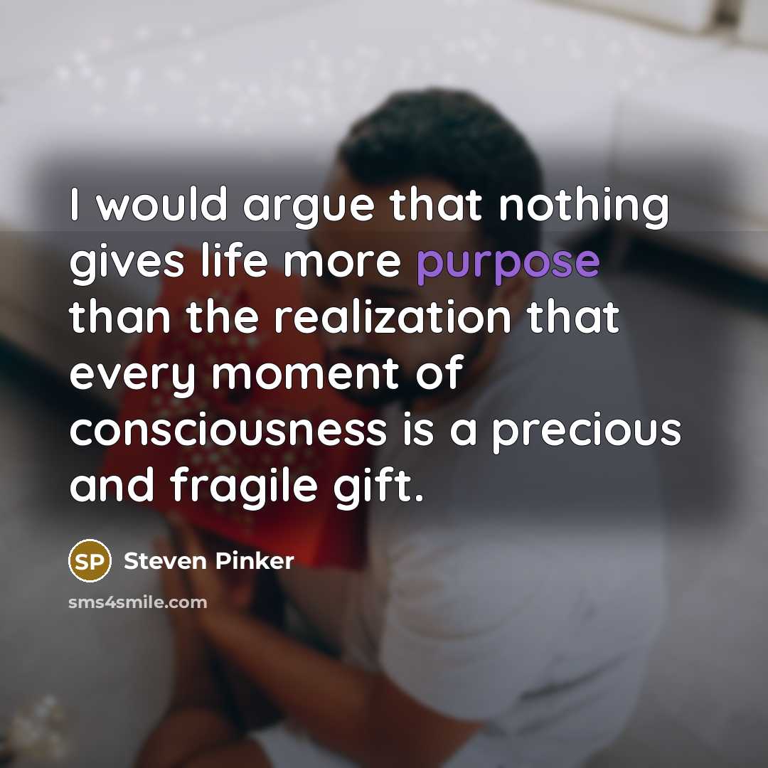 “I would argue that nothing gives life more purpose than…” quote by Steven Pinker
