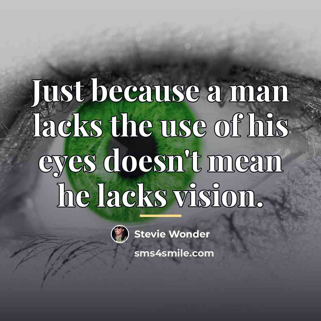 “Just because a man lacks the use of his eyes…” quote by Stevie Wonder